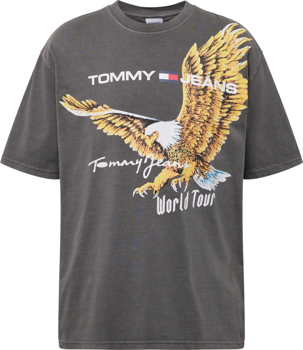 Tričko 'EAGLE' Tommy Jeans zlatě žlutá / antracitová / jasně červená / offwhite