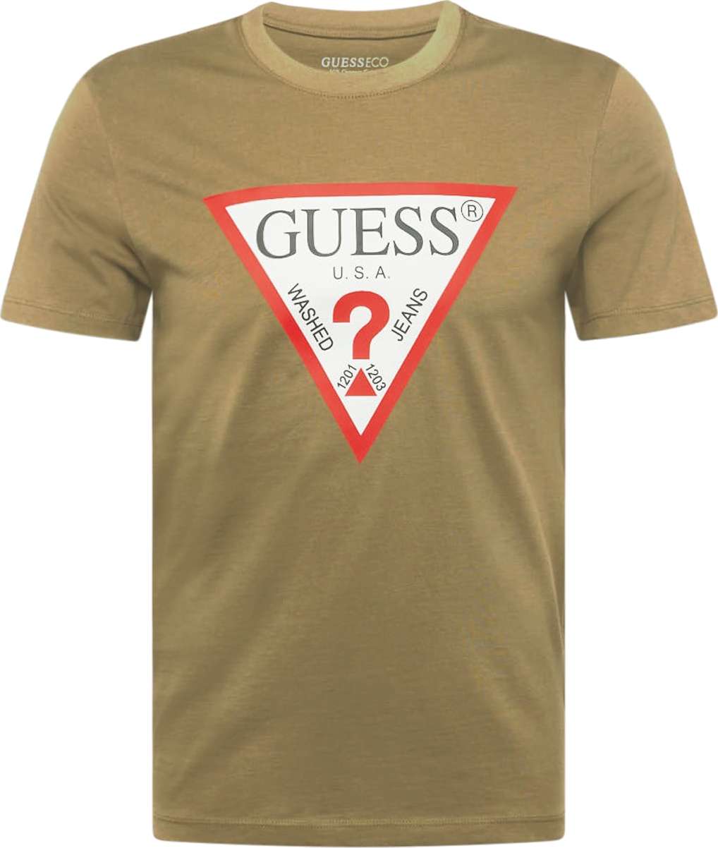 Tričko Guess khaki / červená / černá / bílá