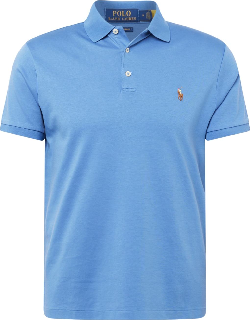 Tričko Polo Ralph Lauren světlemodrá / hnědá