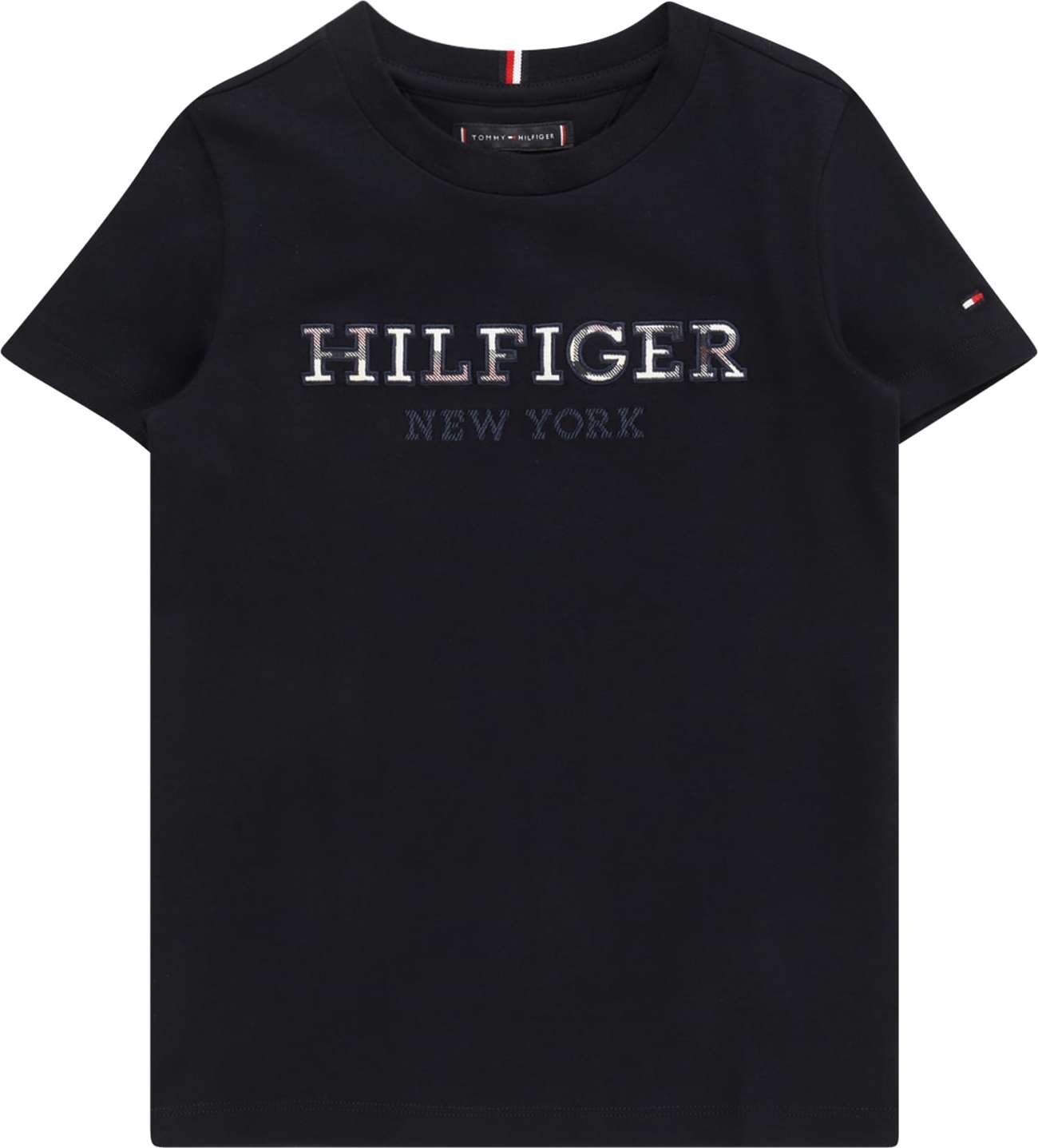 Tričko Tommy Hilfiger marine modrá / tmavě modrá / stříbrná