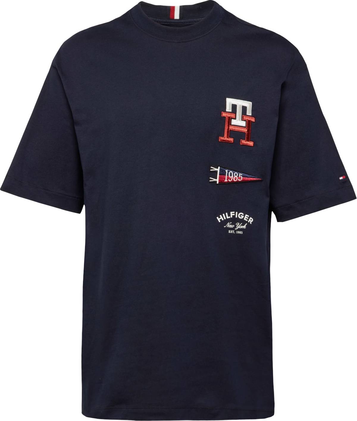 Tričko Tommy Hilfiger noční modrá / koňaková / červená / bílá