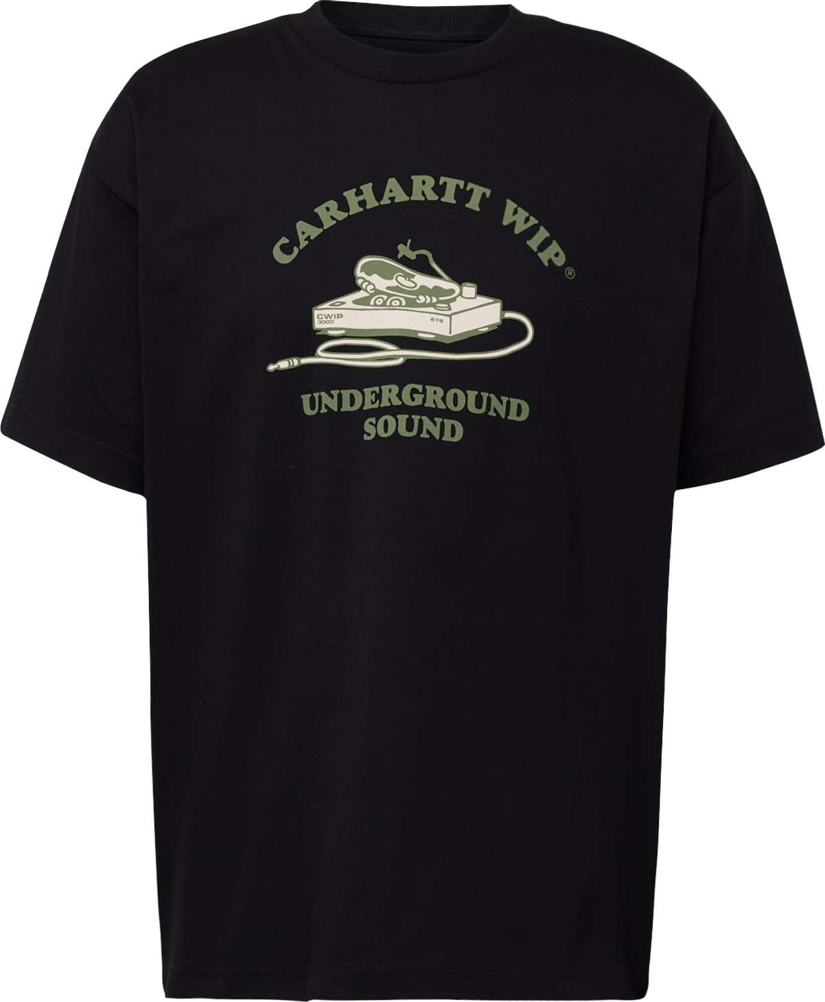 Tričko 'Underground Sound' Carhartt WIP béžová / zelená / černá