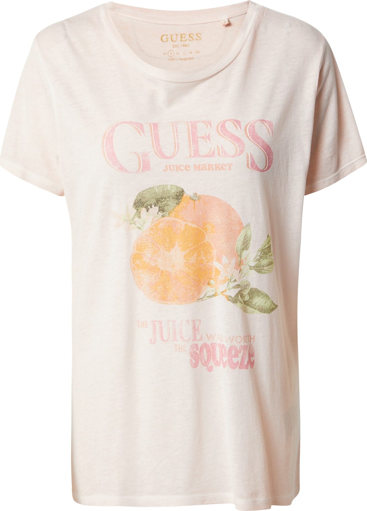 Tričko Guess khaki / oranžová / pink / pastelově růžová