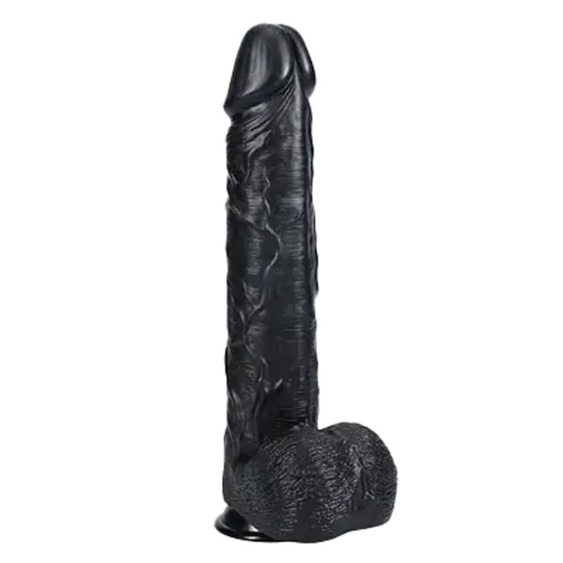 RealRock Extra Large dildo s varlaty 38 cm - černé RealRock