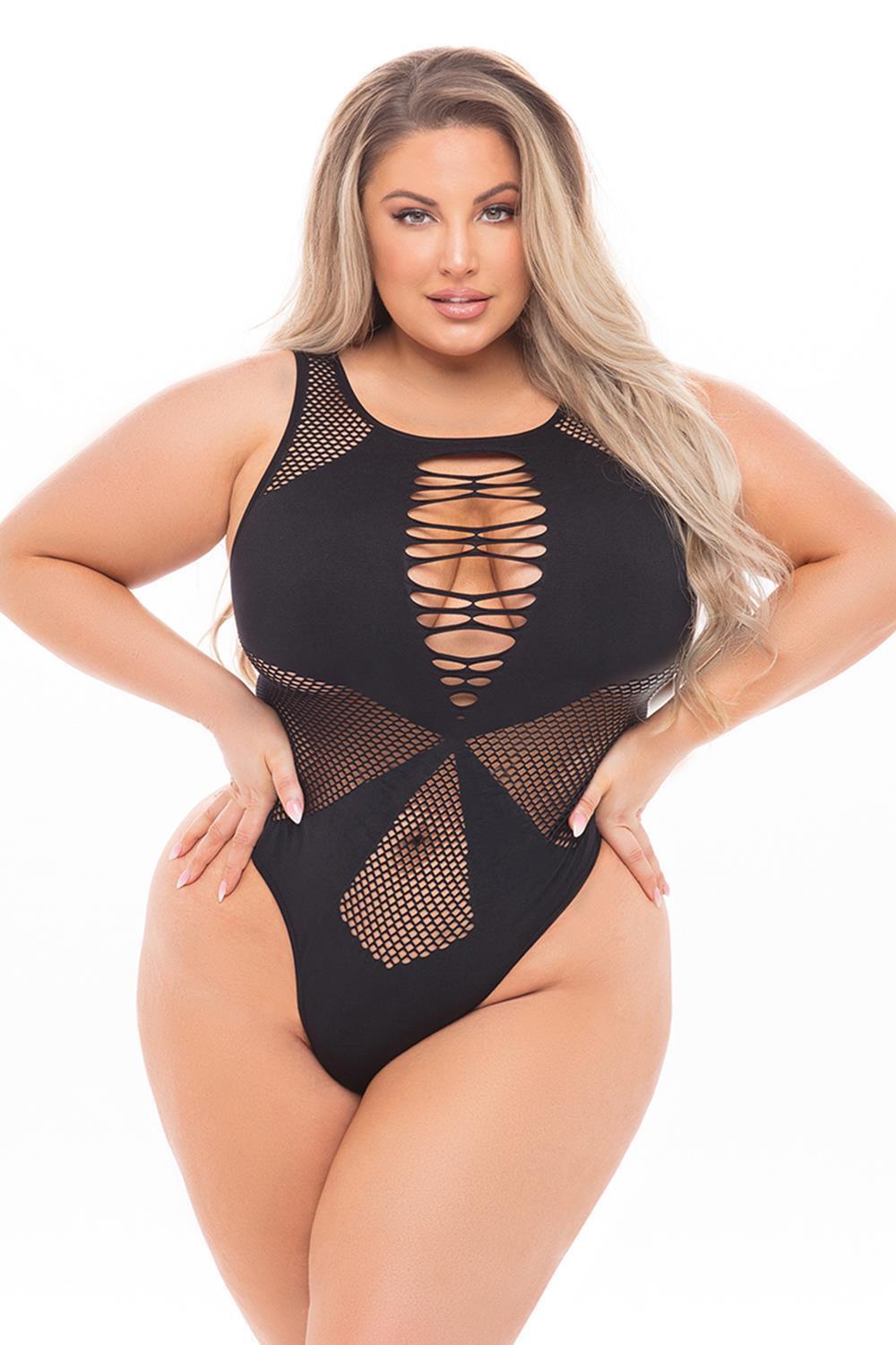 Duches Highneck Plus size body - černé