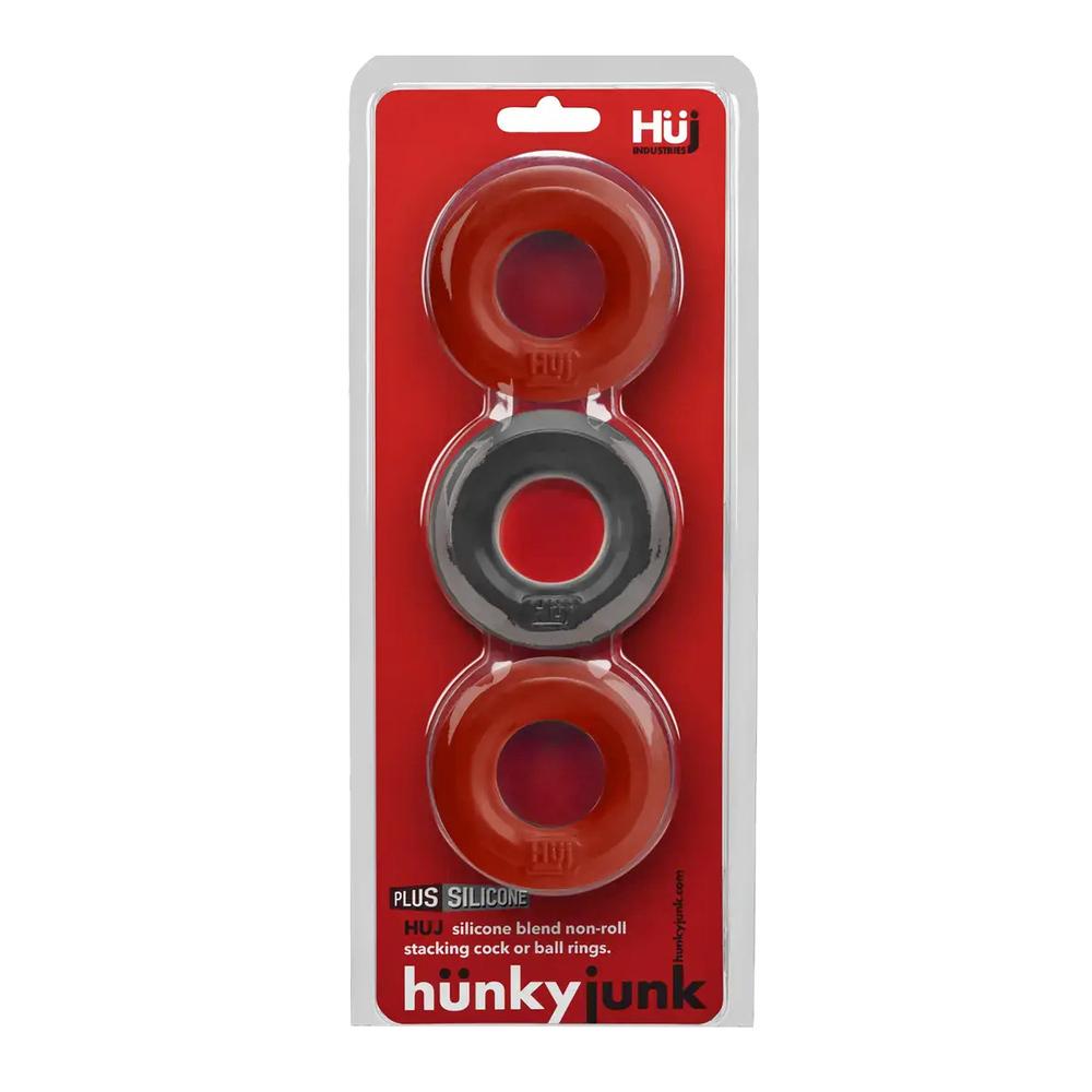 Hunkyjunk Huj3 Set erekčních kroužků - červená